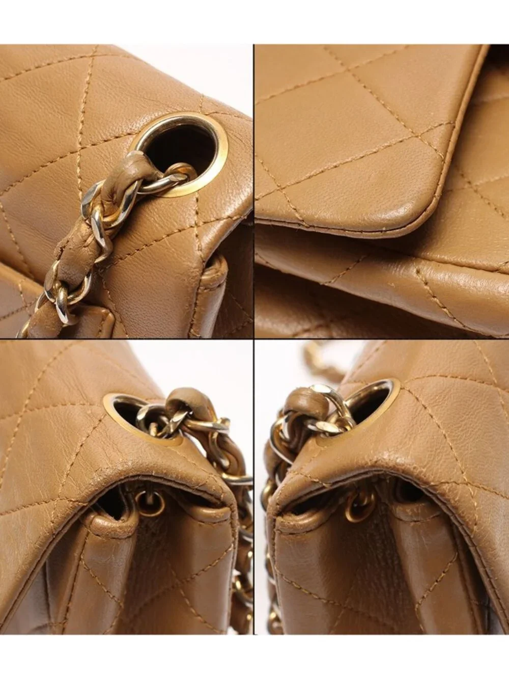 Chanel Chain Shoulder Bag Crossbody Gold Lambskin Quilted